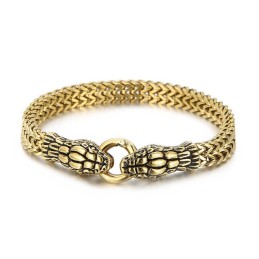 Bracciale In Titanio A Forma Di Serpente A Doppia Testa, Stile Vintage Chic, Per Uomo