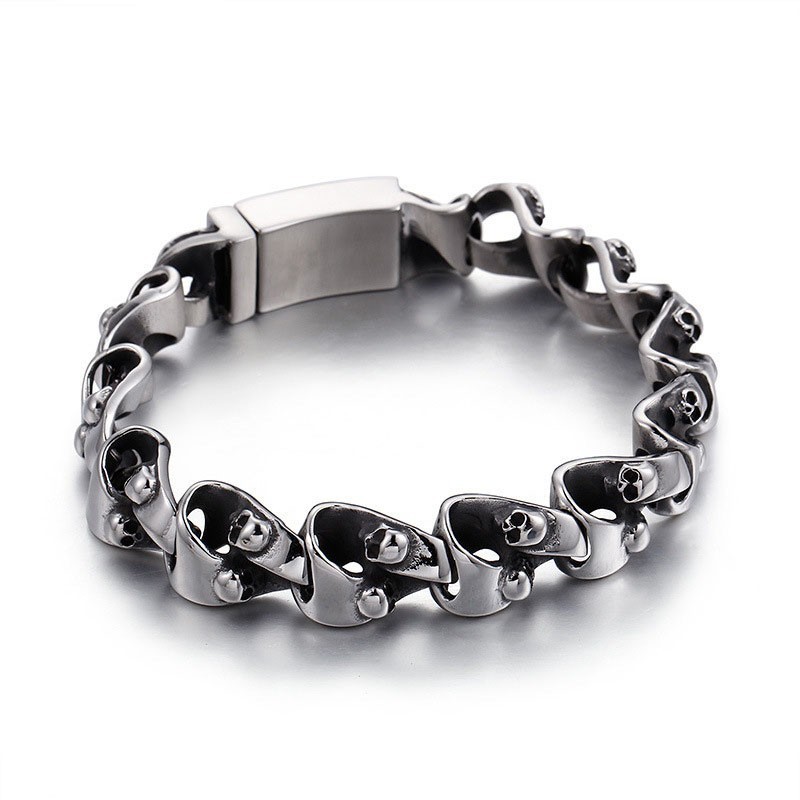Bracciale In Titanio Con Teschio Cool Chic Per Uomo Bracciale In Titanio Con Teschio Cool Chic Per Uomo