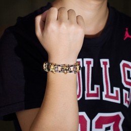 Bracciale Da Bicicletta Da Uomo In Titanio Placcato Con Teschio Dalla Moda Esagerata