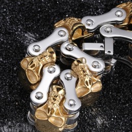 Bracciale Da Bicicletta Da Uomo In Titanio Placcato Con Teschio Dalla Moda Esagerata