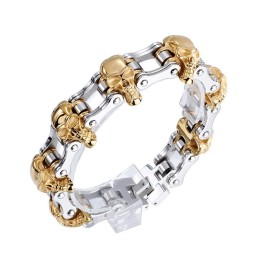 Bracciale Da Bicicletta Da Uomo In Titanio Placcato Con Teschio Dalla Moda Esagerata
