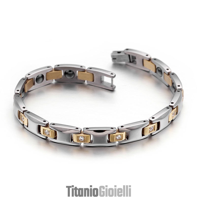 Bracciale In Titanio Con Magnete Diamantato Per Uomo E Donna