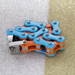 Bracciale Da Motociclista Da Uomo In Titanio Blu-Arancio Semplice Dipinto