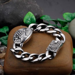 Bracciale Curvo In Titanio Con Croce Alla Moda E Zirconi Per Uomo