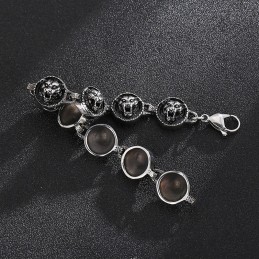 Bracciale Rotondo In Titanio Con Testa Di Tigre In Stile Hip-Hop Per Uomo
