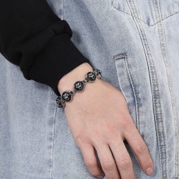 Bracciale Rotondo In Titanio Con Testa Di Tigre In Stile Hip-Hop Per Uomo