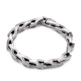 Bracciale In Titanio Con Osso Di Serpente Per Uomo