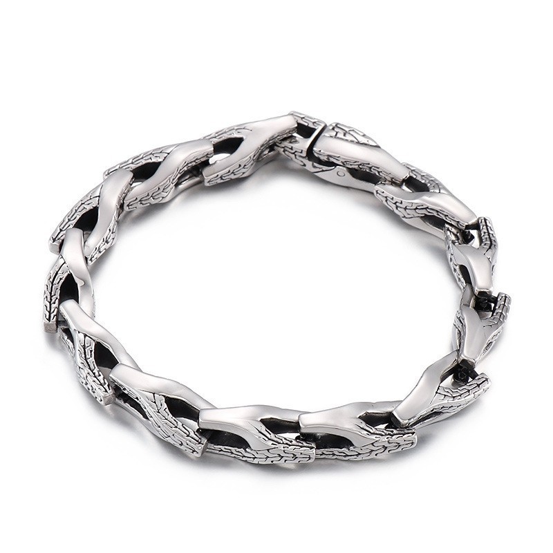 Bracciale In Titanio Con Osso Di Serpente Per Uomo Bracciale In Titanio Con Osso Di Serpente Per Uomo