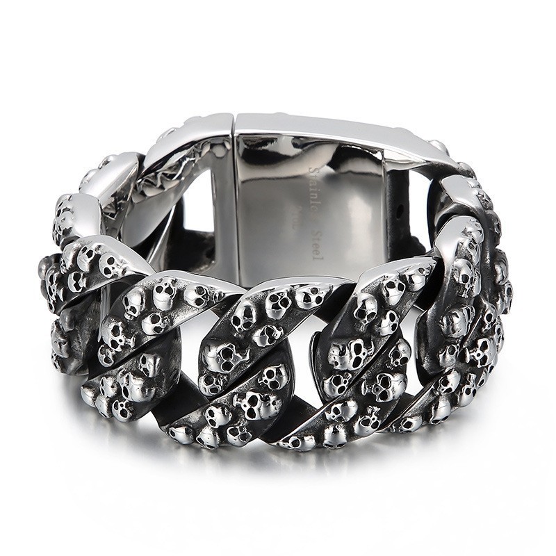 Bracciale In Titanio Con Teschio Chic Esagerato Per Uomo Bracciale In Titanio Con Teschio Chic Esagerato Per Uomo
