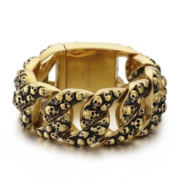 Bracciale In Titanio Con Teschio Chic Esagerato Per Uomo
