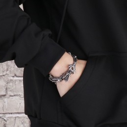 Bracciale In Titanio Con Drago Zodiacale, Elegante E Alla Moda, Per Uomo