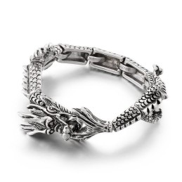 Bracciale In Titanio Con Drago Zodiacale, Elegante E Alla Moda, Per Uomo