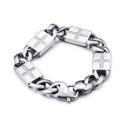 Braccialetti In Titanio Con Croce In Stile Rock Hip-Hop Con Diamanti