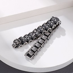 Bracciale Da Motociclista In Titanio Con Teschio Esagerato Per Uomo