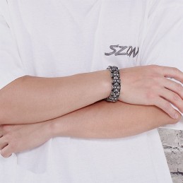 Bracciale Da Motociclista In Titanio Con Teschio Esagerato Per Uomo