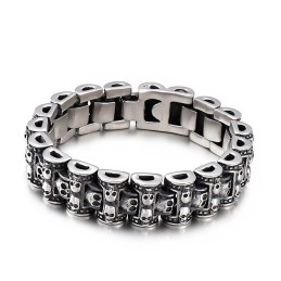 Bracciale Da Motociclista In Titanio Con Teschio Esagerato Per Uomo
