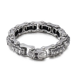 Bracciale In Titanio Con Catena A Chiglia E Teschio Alla Moda Per Uomo