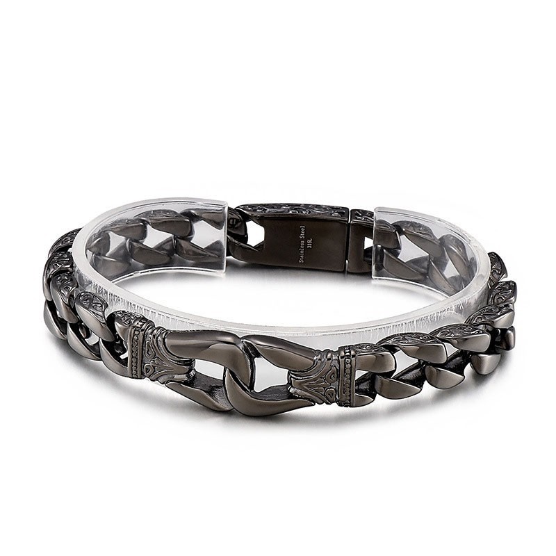 Bracciale Da Uomo In Titanio Con Chiusura A Strappo, Stile Street Chic Bracciale Da Uomo In Titanio Con Chiusura A Strappo, Stile Street Chic