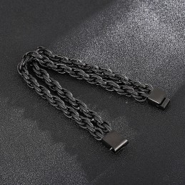 Bracciale Da Uomo In Titanio Placcato Nero Alla Moda