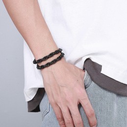 Bracciale Da Uomo In Titanio Placcato Nero Alla Moda