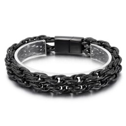 Bracciale Da Uomo In Titanio Placcato Nero Alla Moda