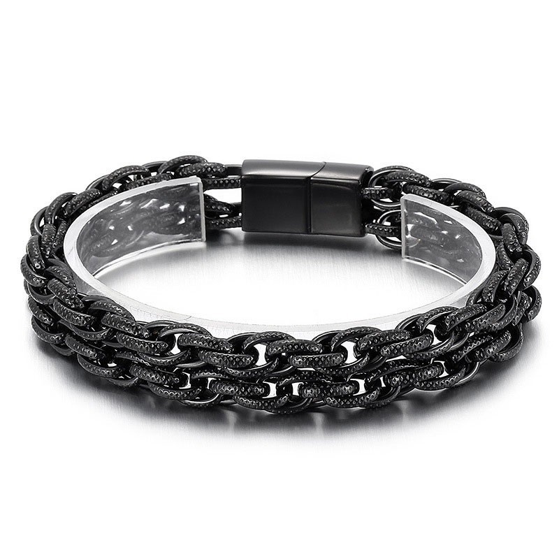 Bracciale Da Uomo In Titanio Placcato Nero Alla Moda Bracciale Da Uomo In Titanio Placcato Nero Alla Moda