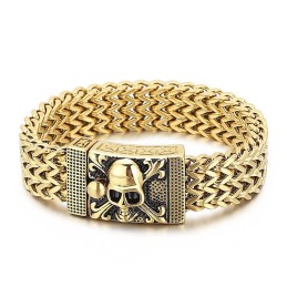 Bracciale In Titanio Con Teschio Hip-Hop Per Uomo
