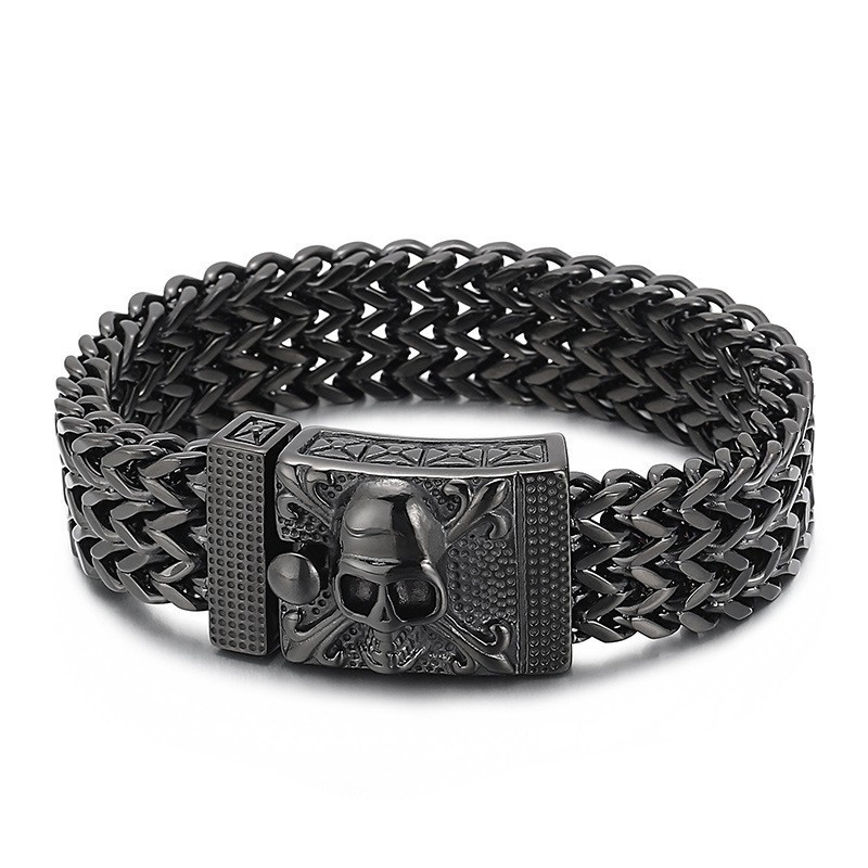 Bracciale In Titanio Con Teschio Hip-Hop Per Uomo Bracciale In Titanio Con Teschio Hip-Hop Per Uomo