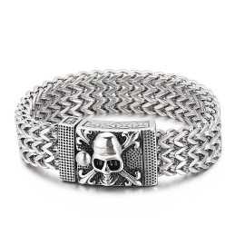 Bracciale In Titanio Con Teschio Hip-Hop Per Uomo