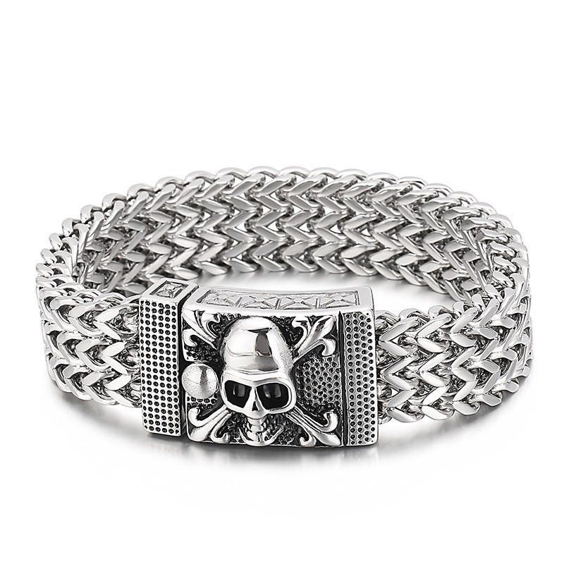 Bracciale In Titanio Con Teschio Hip-Hop Per Uomo Bracciale In Titanio Con Teschio Hip-Hop Per Uomo