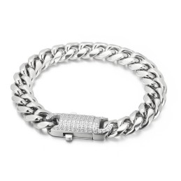 Bracciale In Titanio Con Diamanti In Stile Hip-Hop Da Uomo, Stile Street Fashion