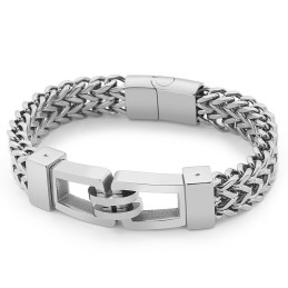 Bracciale In Titanio Da Uomo, Stile Rock And Roll Hip-Hop, Con Trazione A Mano, 21,5 Cm