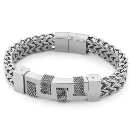 Bracciale Da Uomo In Titanio Intrecciato Con Marchio Curvo, Fotografia Di Strada Di Moda