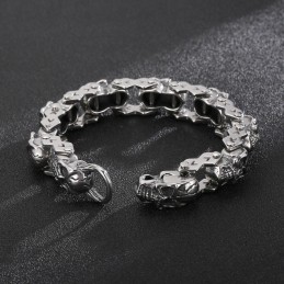 Bracciale Da Uomo In Titanio Con Teschio Floreale Alla Moda Ed Elegante