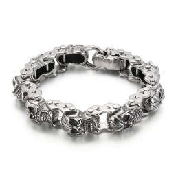 Bracciale Da Uomo In Titanio Con Teschio Floreale Alla Moda Ed Elegante