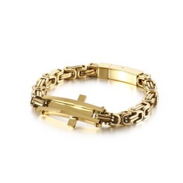 Bracciale Hip Hop In Titanio Con Croce Curva Per Uomo
