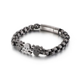 Bracciale Da Uomo In Titanio Con Teschio Hip-Hop, Stile Street Fashion