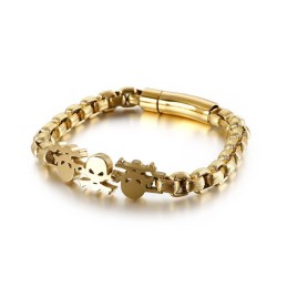 Bracciale Da Uomo In Titanio Con Teschio Hip-Hop, Stile Street Fashion