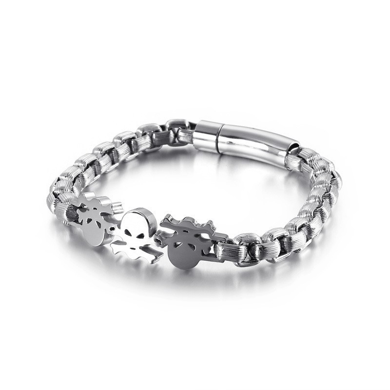Braccialetti In Titanio Da Uomo Con Teschio Hip-Hop E Stile Street Fashion Braccialetti In Titanio Da Uomo Con Teschio Hip-Hop E Stile Street Fashion