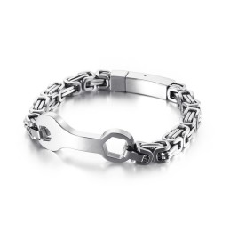 Bracciale Da Uomo In Titanio Con Catena A Forma Di Chiave Inglese E Imperatore