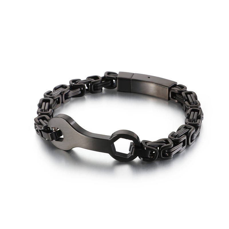 Bracciale Da Uomo In Titanio Con Catena A Forma Di Chiave Inglese E Imperatore Bracciale Da Uomo In Titanio Con Catena A Forma Di Chiave Inglese E Imperatore