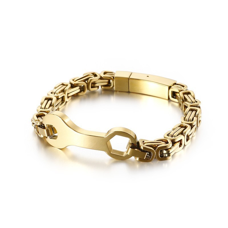 Bracciale Da Uomo In Titanio Con Catena A Forma Di Chiave Inglese E Imperatore Bracciale Da Uomo In Titanio Con Catena A Forma Di Chiave Inglese E Imperatore