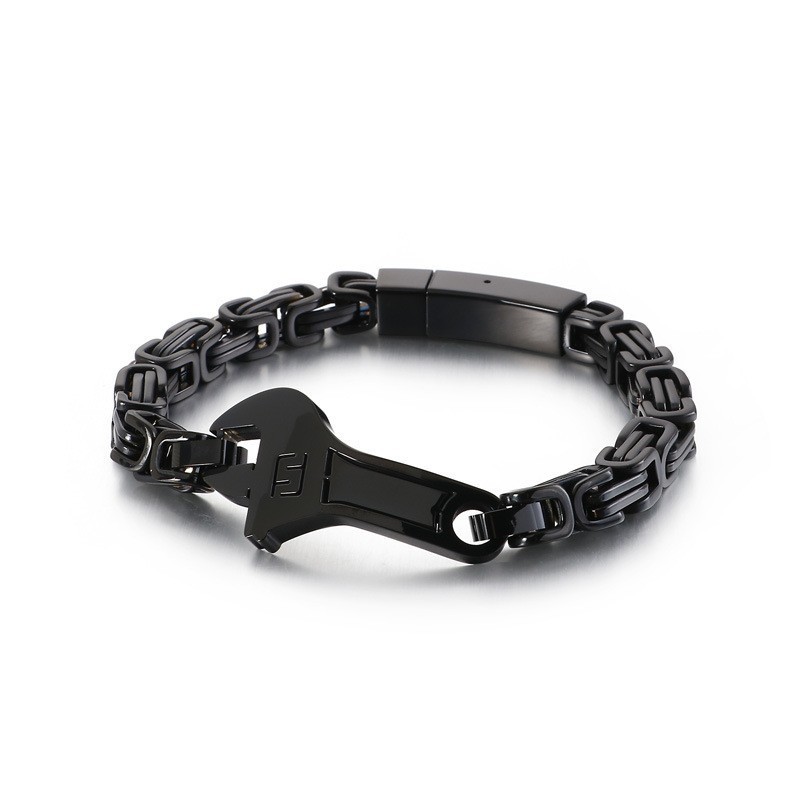 Bracciale Da Uomo In Titanio Con Piastra Curva E Chiusura A Chiave Inglese Bracciale Da Uomo In Titanio Con Piastra Curva E Chiusura A Chiave Inglese