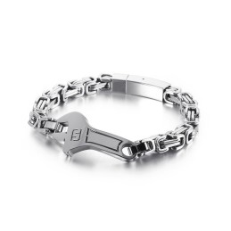 Bracciale Da Uomo In Titanio Con Piastra Curva E Chiusura A Chiave Inglese