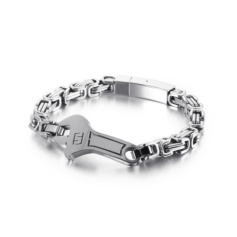 Bracciale Da Uomo In Titanio Con Piastra Curva E Chiusura A Chiave Inglese Bracciale Da Uomo In Titanio Con Piastra Curva E Chiusura A Chiave Inglese