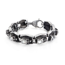 Bracciale In Titanio Con Teschio E Ossa Incrociate
