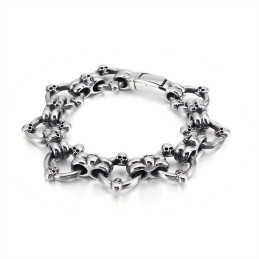 Bracciale Da Uomo In Titanio Con Teschio Circolare Chic Esagerato
