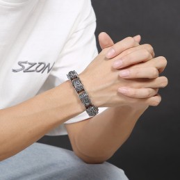 Bracciale In Titanio Cavo A Forma Di X Con Motivo Floreale Per Uomo