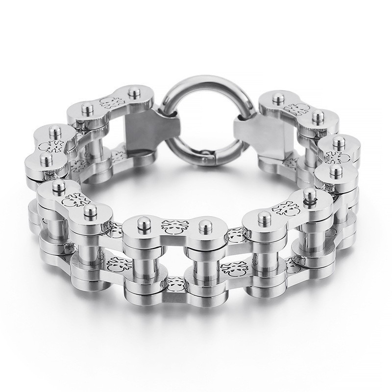 Bracciale Da Uomo In Titanio Con Motivo Pirata, Stile Rock Hip-Hop, Stile Bicicletta Bracciale Da Uomo In Titanio Con Motivo Pirata, Stile Rock Hip-Hop, Stile Bicicletta