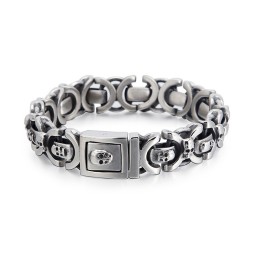 Bracciale Da Uomo In Titanio Con Motivo A Teschio